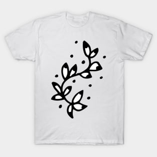 Tree Branch In Doodle Art Style Drawing T-Shirt